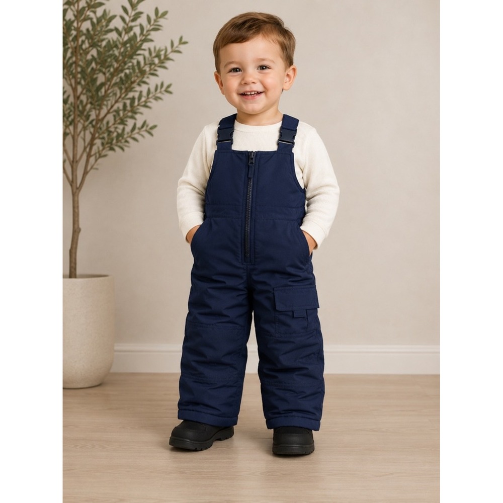 London Fog Navy Blue Insulated Snow Bib Overalls Toddler Size 2T Winter Pants
